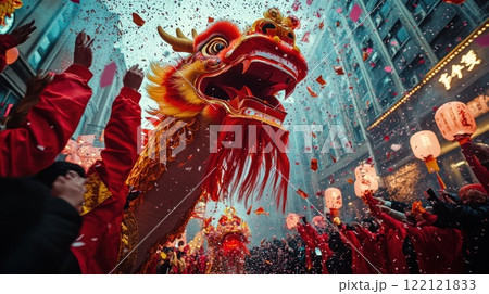 Vibrant wildflowers bloom on a coastal cliff overlooking ramatic ocean scene under a sunny sky with birds flying. 122121833