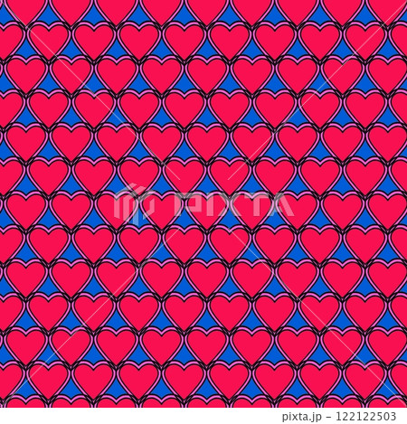 Endless repeating texture with painted hearts for children's prints, lovers and valentine's day. 122122503