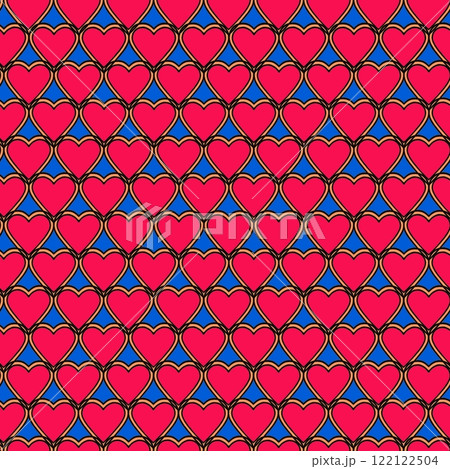 Endless repeating texture with painted hearts for children's prints, lovers and valentine's day. 122122504