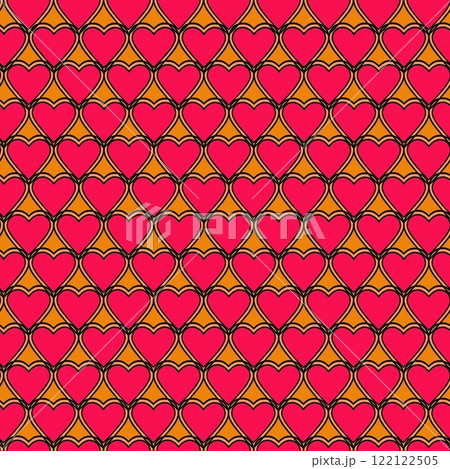 Endless repeating texture with painted hearts for children's prints, lovers and valentine's day. 122122505