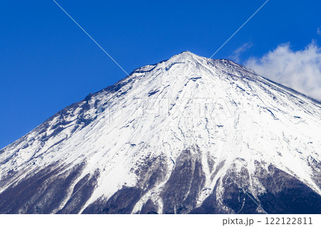 富士宮市から見る、雪をまとった富士山の絶景 122122811