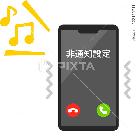 非通知設定で着信中のスマートフォン 122123751