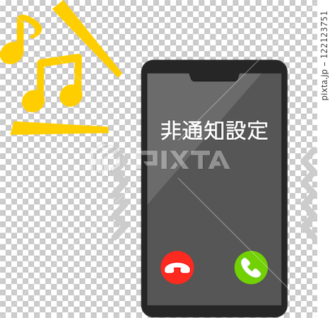 非通知設定で着信中のスマートフォン 122123751