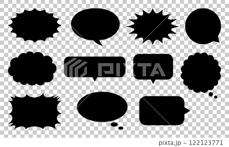 黒い吹き出しのバリエーションセット 黒い吹き出しのバリエーションセット 122123771