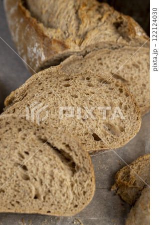 wheat flour bread in close up 122124030