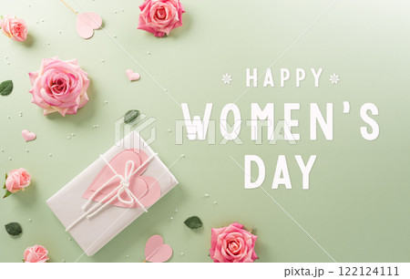 Happy Mother's day and Women's Day decoration concept made from flower on pastel background. Happy Mother's day and Women's Day decoration concept made from flower on pastel background. 122124111