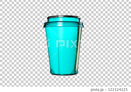 A 3D paper to go coffee cup and plastic lid isolated on a white background with clipping pat 122124225