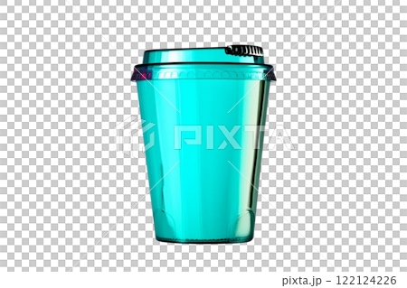 A 3D paper to go coffee cup and plastic lid isolated on a white background with clipping pat 122124226