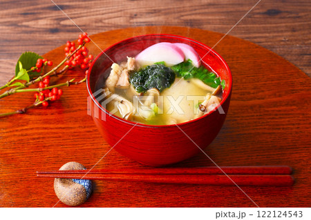 注）湯気は合成です。静岡県浜松市の自宅のおぞうに、青のり入り、正月料理、お雑煮、御雑煮、郷土料理 122124543