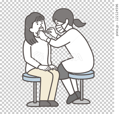 歯科検診を受ける女性のイラスト2 122124596