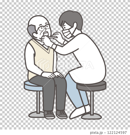 接受牙科檢查的老人 122124597