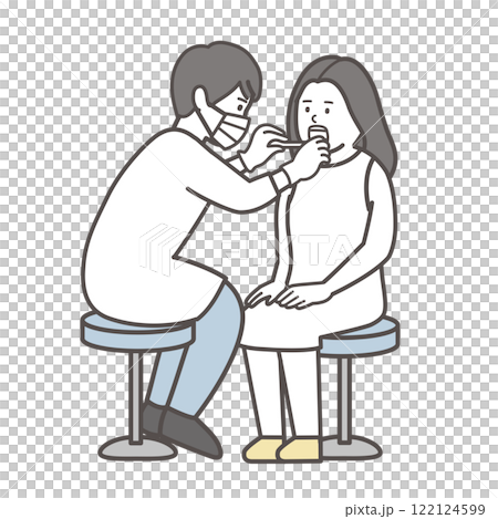 歯科検診を受ける女性のイラスト 122124599