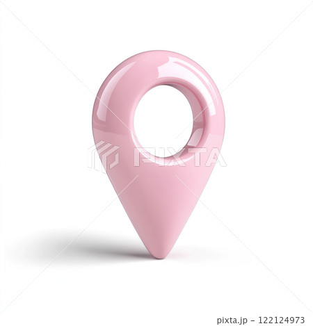 whimsical location pin in soft pink, perfect for adding playful touch to maps or designs 122124973