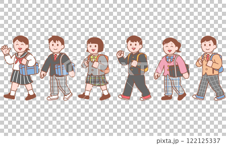 Students in sailor suits, school uniforms, and blazers Students in sailor suits, school uniforms, and blazers 122125337