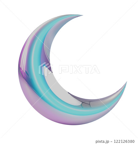 ゆめかわいいメタリックな三日月のアイコン 122126380