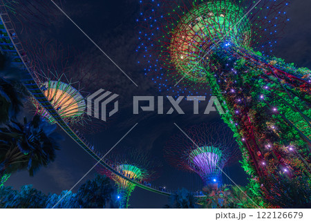 Vibrant Nightscape of Garden by the bay with Lights 122126679