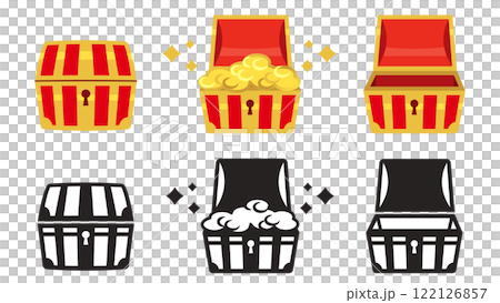 Treasure chest and treasure simple icon set 122126857