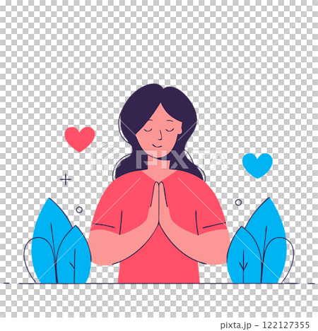 女人雙手合十，心 122127355