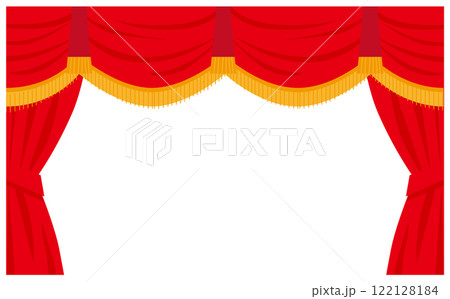 赤い垂れ幕の舞台イラスト背景素材 122128184