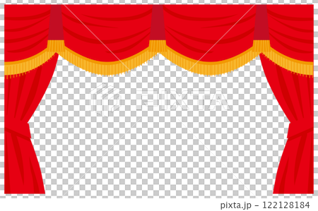 赤い垂れ幕の舞台イラスト背景素材 122128184