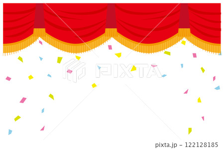 赤い垂れ幕の舞台イラスト背景素材 122128185