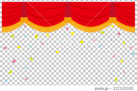 赤い垂れ幕の舞台イラスト背景素材 122128185