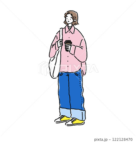 オーバーサイズのシャツを着た女性 122128470