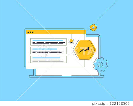 Search algorithm updates - SEO strategists and digital marketers analyzing ranking changes. Focus on improved search results, core algorithm adjustments, website optimization, and ranking strategies 122128503