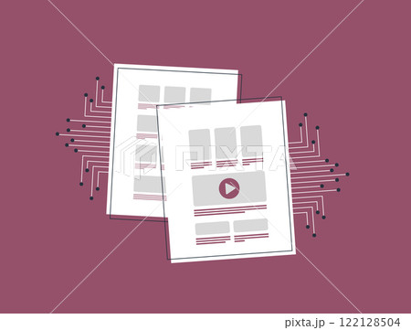 AI-powered AB testing illustration - UX research, digital optimization, user behavior analytics and automated experiments. AI-driven decisions for improving website design and performance illustration 122128504