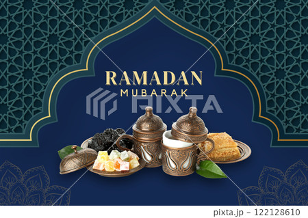A beautiful greeting card for the celebration of Ramadan 122128610