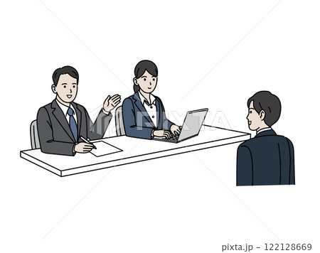 就職活動、面接を受ける男性のイラスト 就職活動、面接を受ける男性のイラスト 122128669