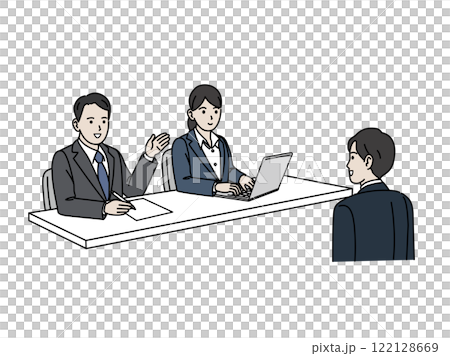 就職活動、面接を受ける男性のイラスト 就職活動、面接を受ける男性のイラスト 122128669