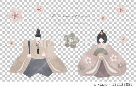 水彩で描いたシンプルな雛人形のイラスト 122128883