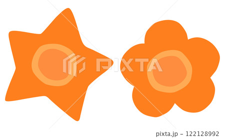 星型と花形に切った人参 ベクター素材 122128992
