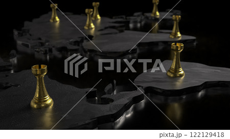 The Chess on world map for Business concept 3d Rendering. The Chess on world map for Business concept 3d Rendering. 122129418