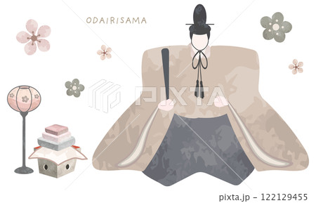 お内裏様のイラスト（水彩タッチ） 122129455