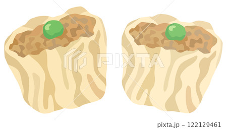 グリーンピースが乗っているシュウマイ ベクター素材 122129461
