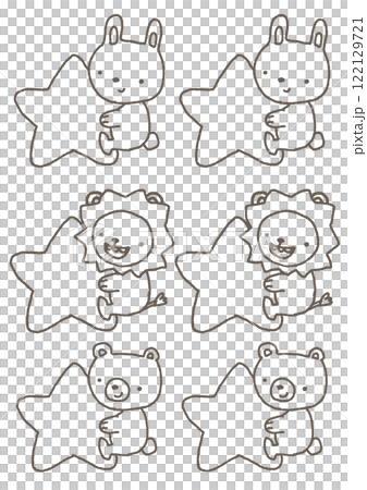 星を持っているかわいい動物のデフォルメイラスト セット 122129721