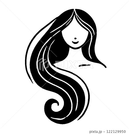 シンプルな女性の横顔のイラスト 122129950
