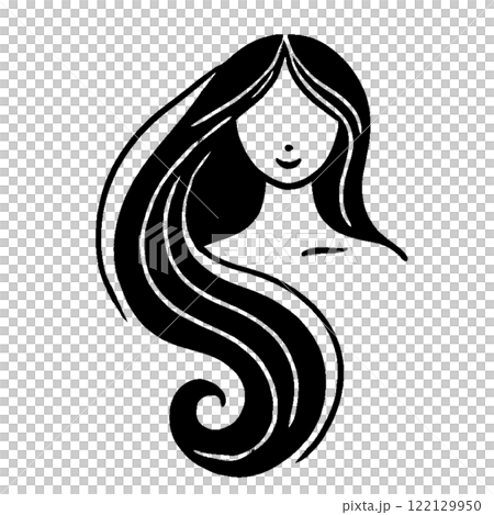 シンプルな女性の横顔のイラスト 122129950