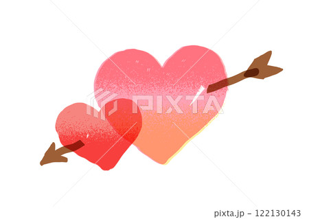 矢が刺さったハートの手描きイラスト素材 122130143