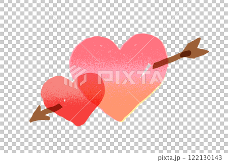 矢が刺さったハートの手描きイラスト素材 122130143