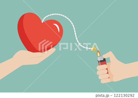 Heart shaped bomb with sparkle. Love bombing concept. Heart shaped bomb with sparkle. Love bombing concept. 122130292