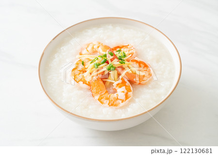 Congee with shrimps and fresh ginger Congee with shrimps and fresh ginger 122130681