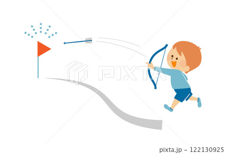 弓矢で目標を狙う子供のイメージイラスト 122130925