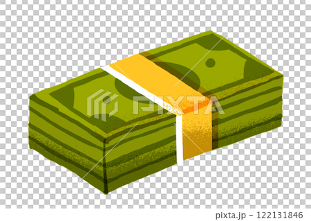 Hand-drawn illustration of a stack of bills 122131846