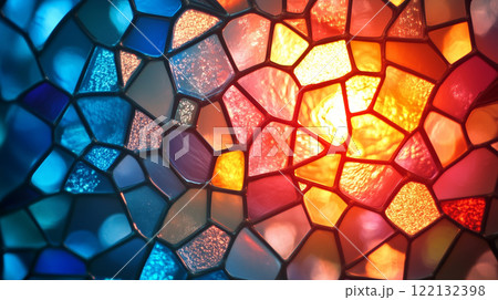 赤と青の幻想的なステンドグラスのイラスト素材 [122132398] - PIXTA