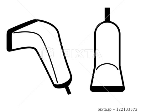 シンプルなバーコードリーダーのイラスト　店舗や倉庫管理やキャッシュレス決済を象徴するアイコン 122133372