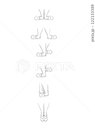 バレエ　基本の足のポジション　影付き線画 122133389