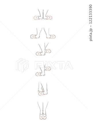 バレエ 基本の足のポジション 色付き線画 バレエ 基本の足のポジション 色付き線画 122133390